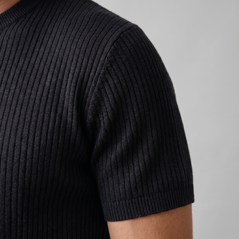 Men's Ribbed Knit Crew Neck T-Shirt