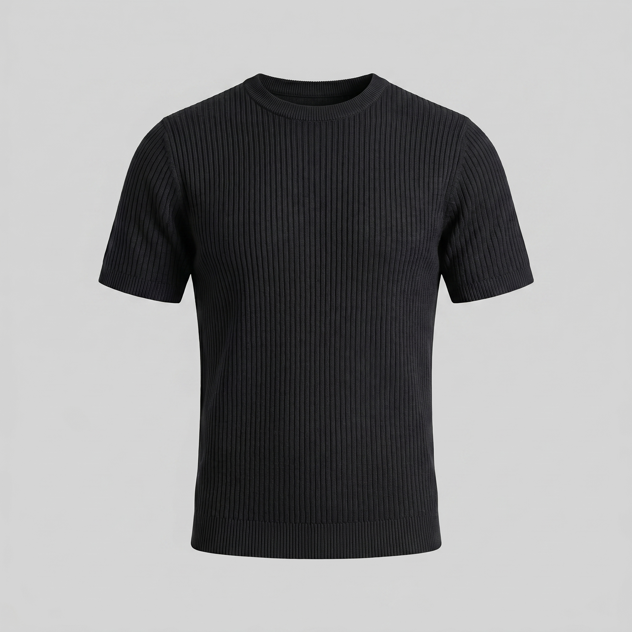 Men's Ribbed Knit Crew Neck T-Shirt