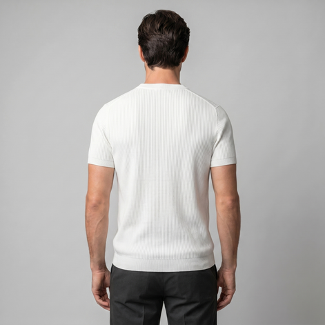Men's Ribbed Knit Crew Neck T-Shirt