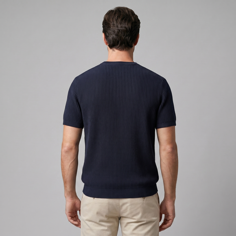 Men's Ribbed Knit Crew Neck T-Shirt