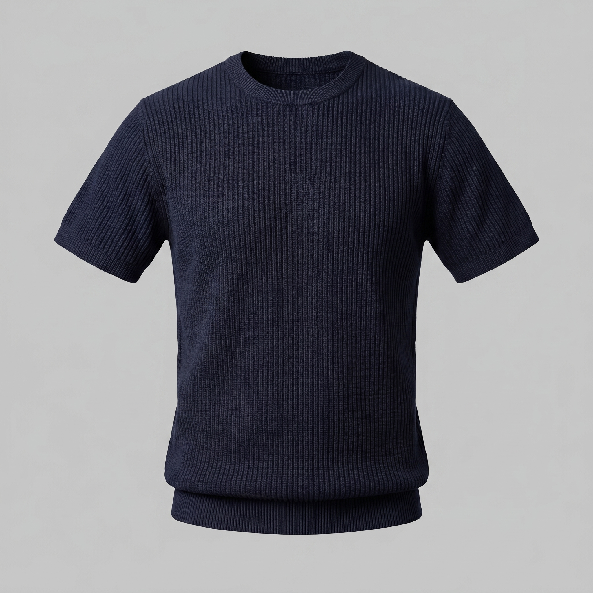 Men's Ribbed Knit Crew Neck T-Shirt