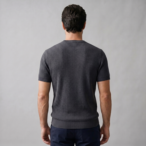 Men's Ribbed Knit Crew Neck T-Shirt