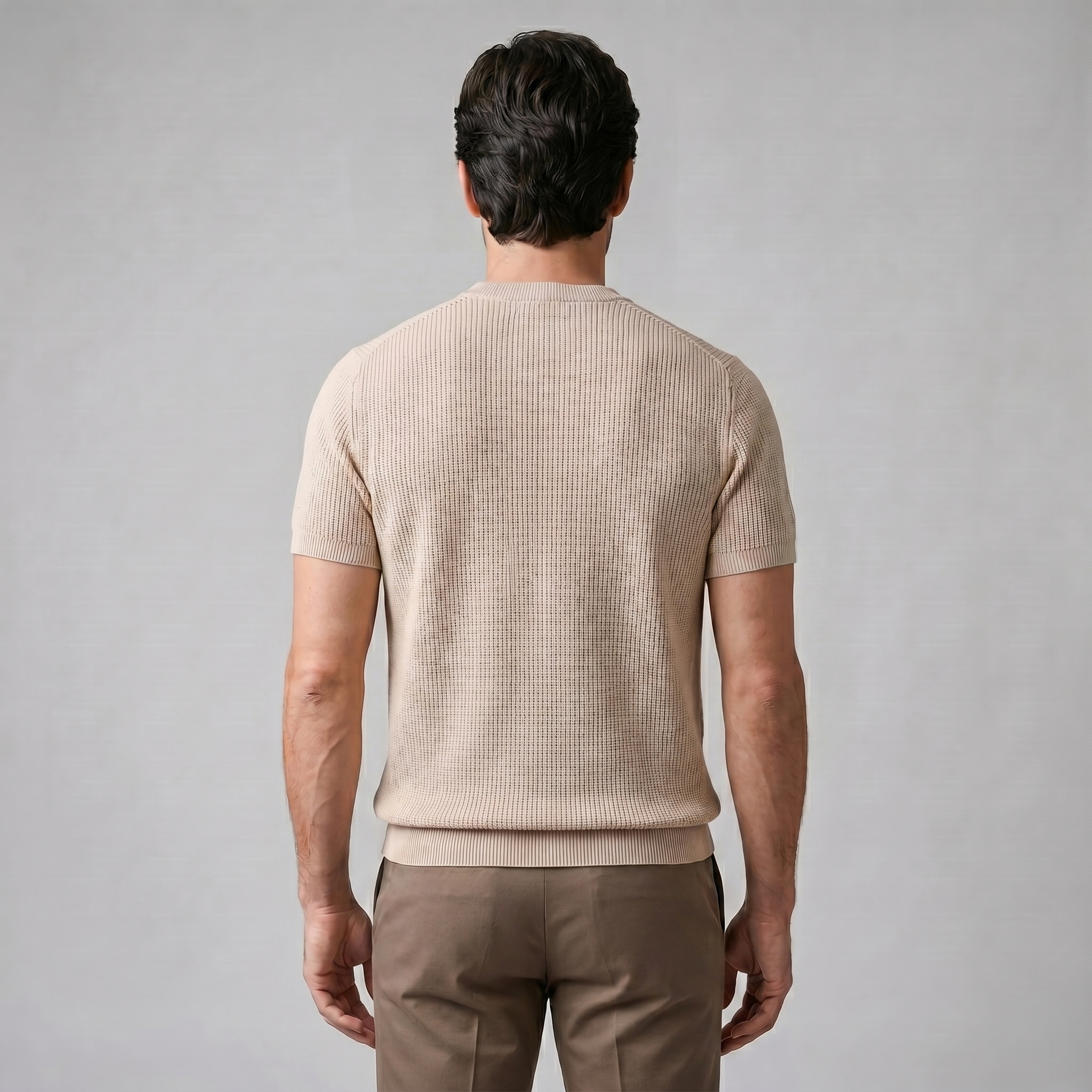 Men's Ribbed Knit Crew Neck T-Shirt