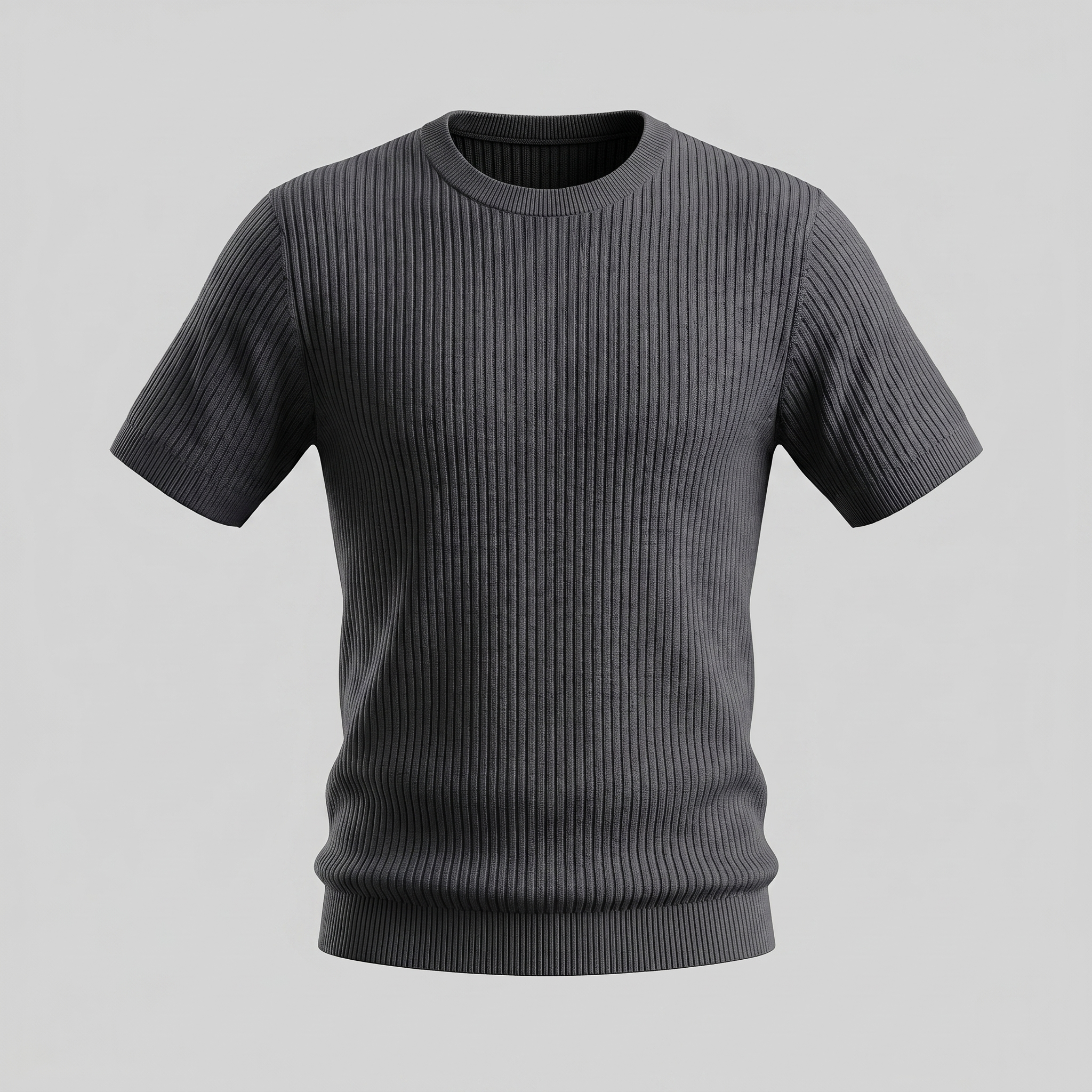 Men's Ribbed Knit Crew Neck T-Shirt