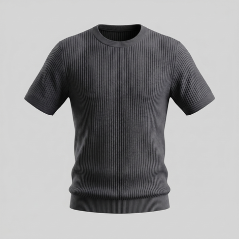 Men's Ribbed Knit Crew Neck T-Shirt