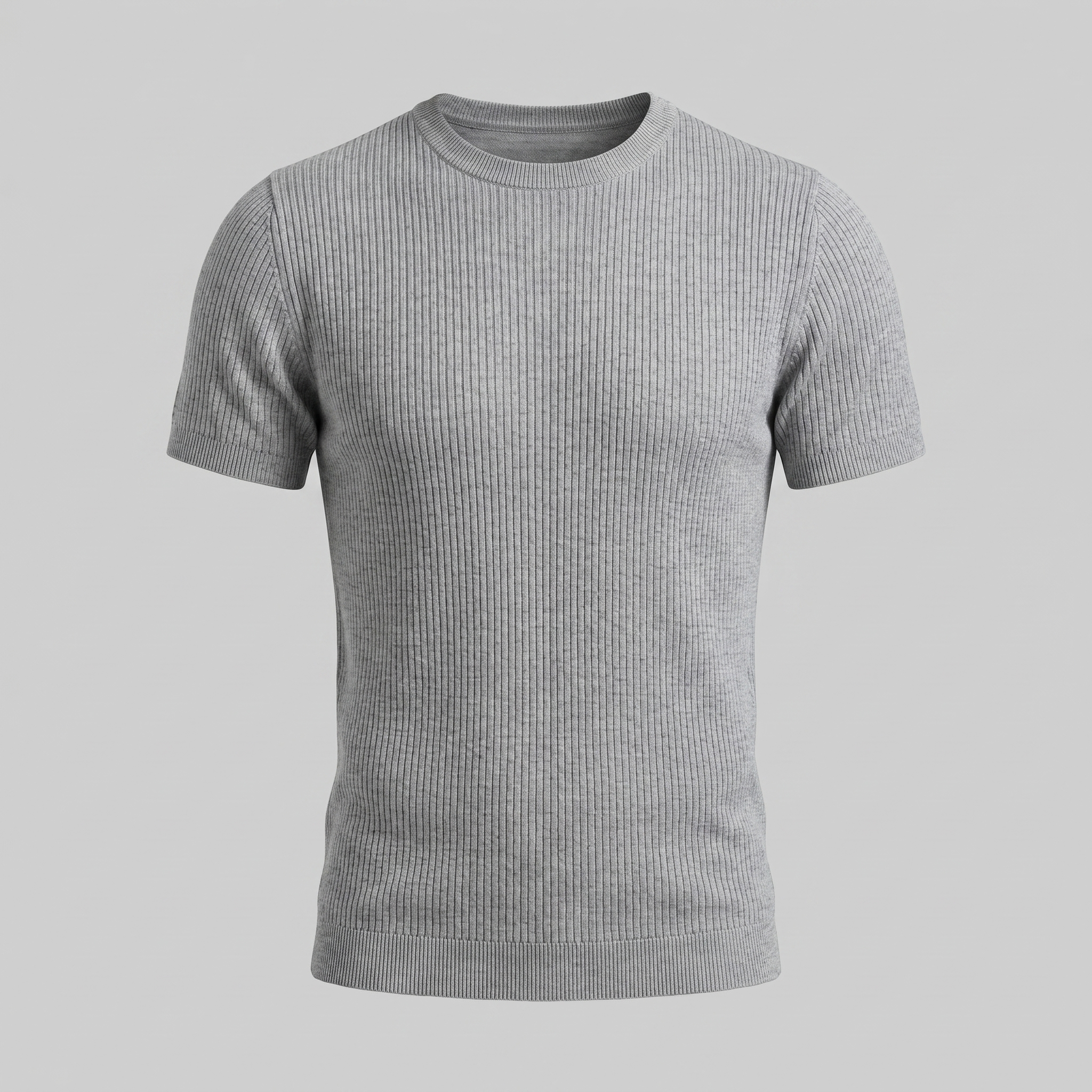 Men's Ribbed Knit Crew Neck T-Shirt