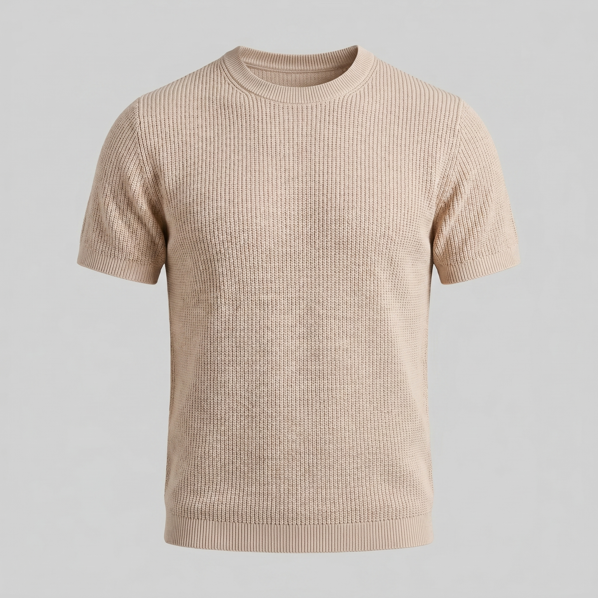 Men's Ribbed Knit Crew Neck T-Shirt