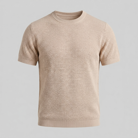 Men's Ribbed Knit Crew Neck T-Shirt