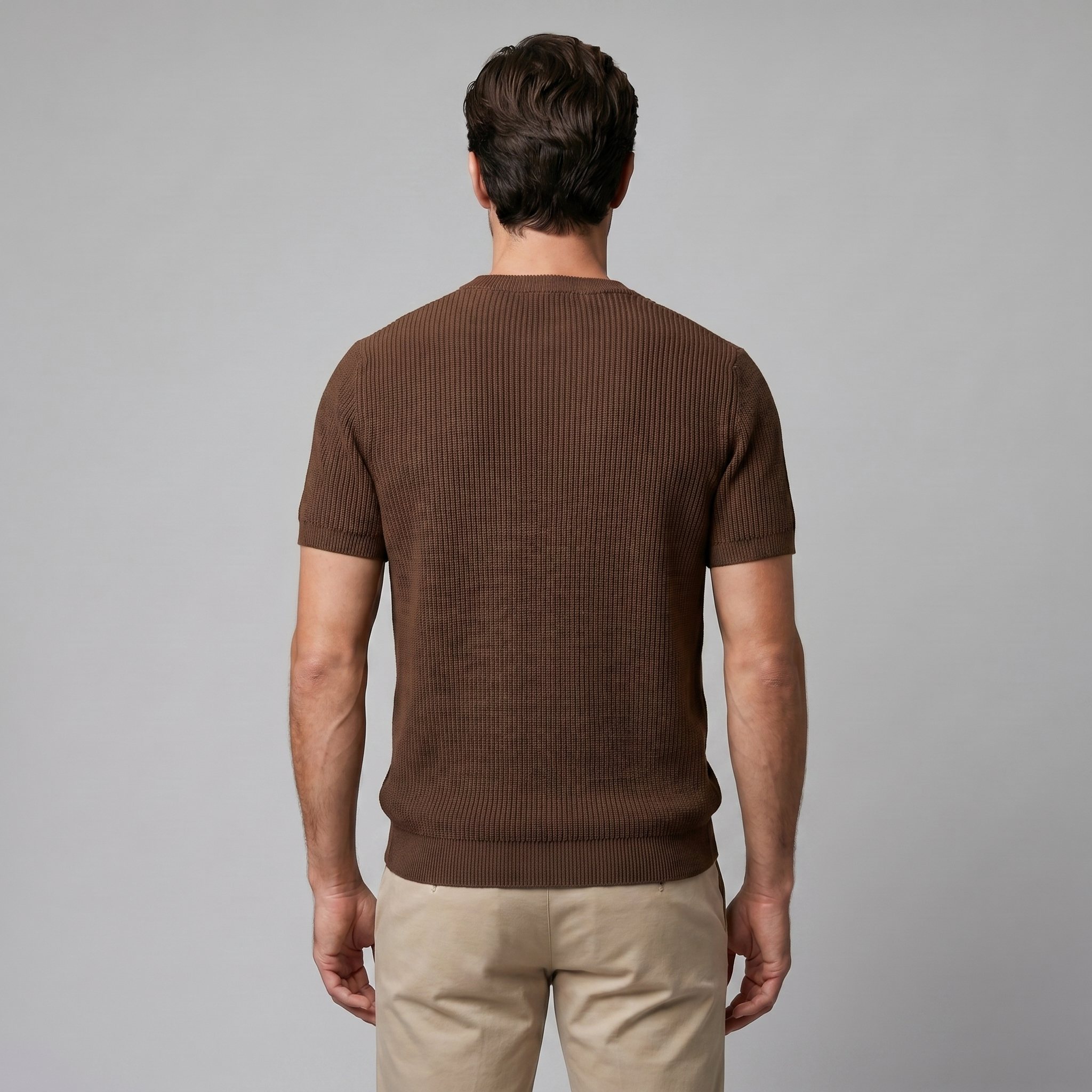 Men's Ribbed Knit Crew Neck T-Shirt