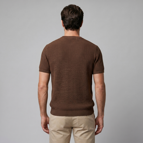 Men's Ribbed Knit Crew Neck T-Shirt