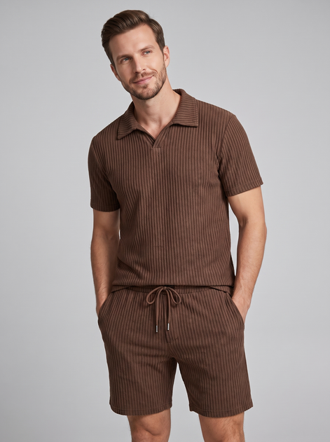 Men's Ribbed Knit Polo Co-Ord Set