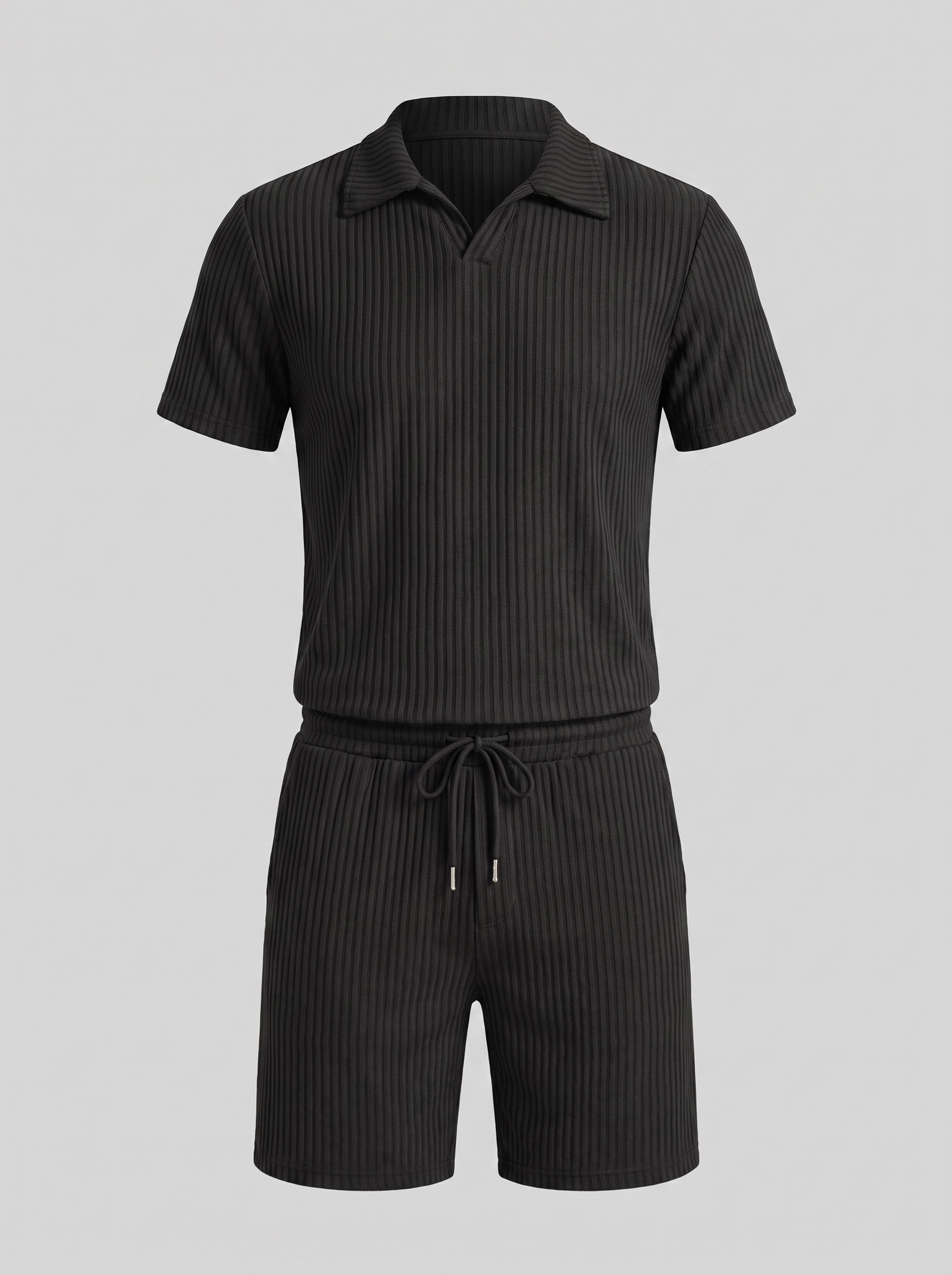 Men's Ribbed Knit Polo Co-Ord Set