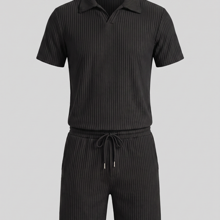 Men's Ribbed Knit Polo Co-Ord Set