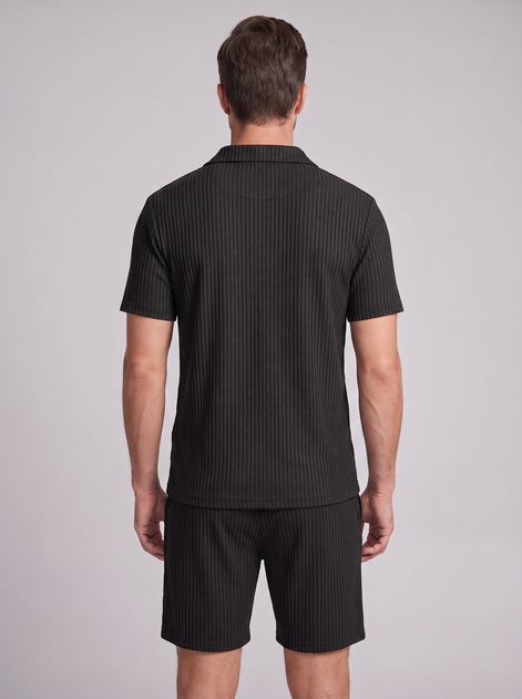 Men's Ribbed Knit Polo Co-Ord Set