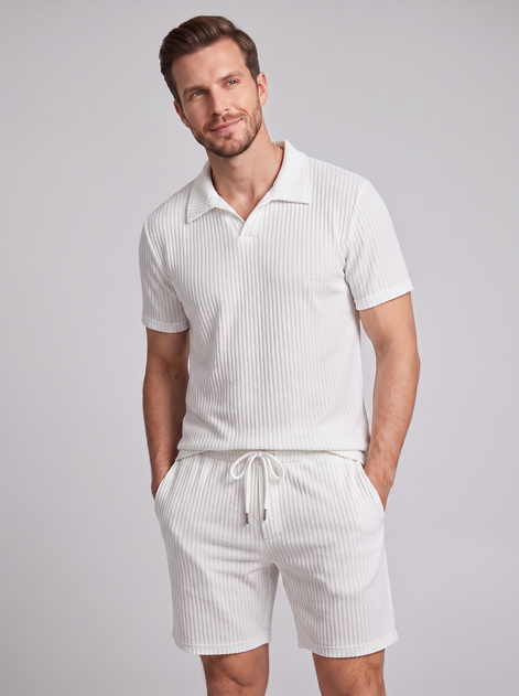 Men's Ribbed Knit Polo Co-Ord Set