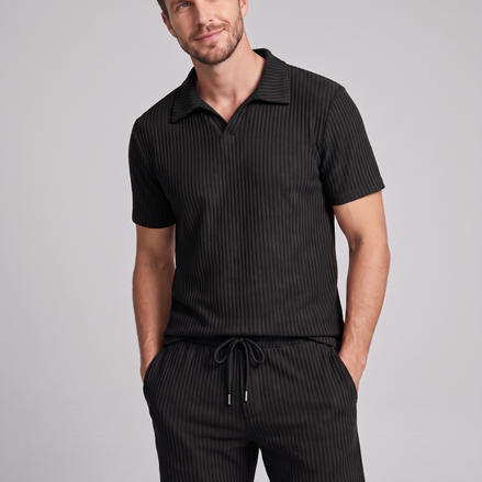 Men's Ribbed Knit Polo Co-Ord Set