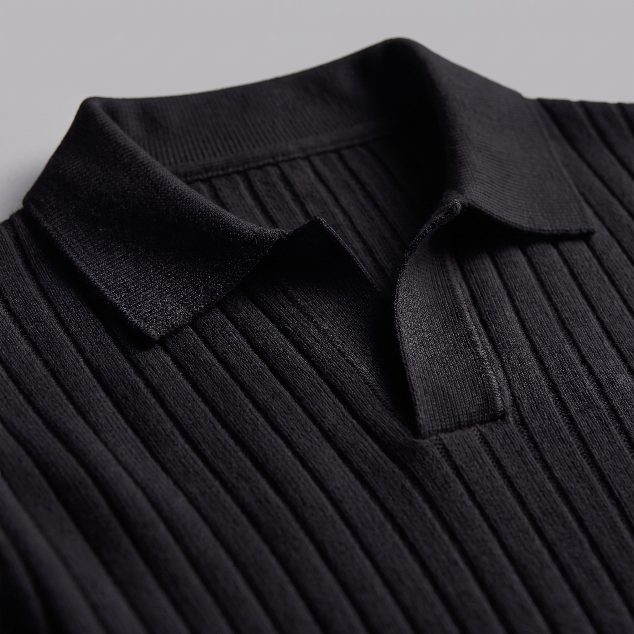 Men's Ribbed Knit Polo Sweater