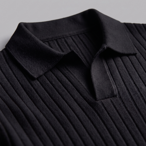 Men's Ribbed Knit Polo Sweater