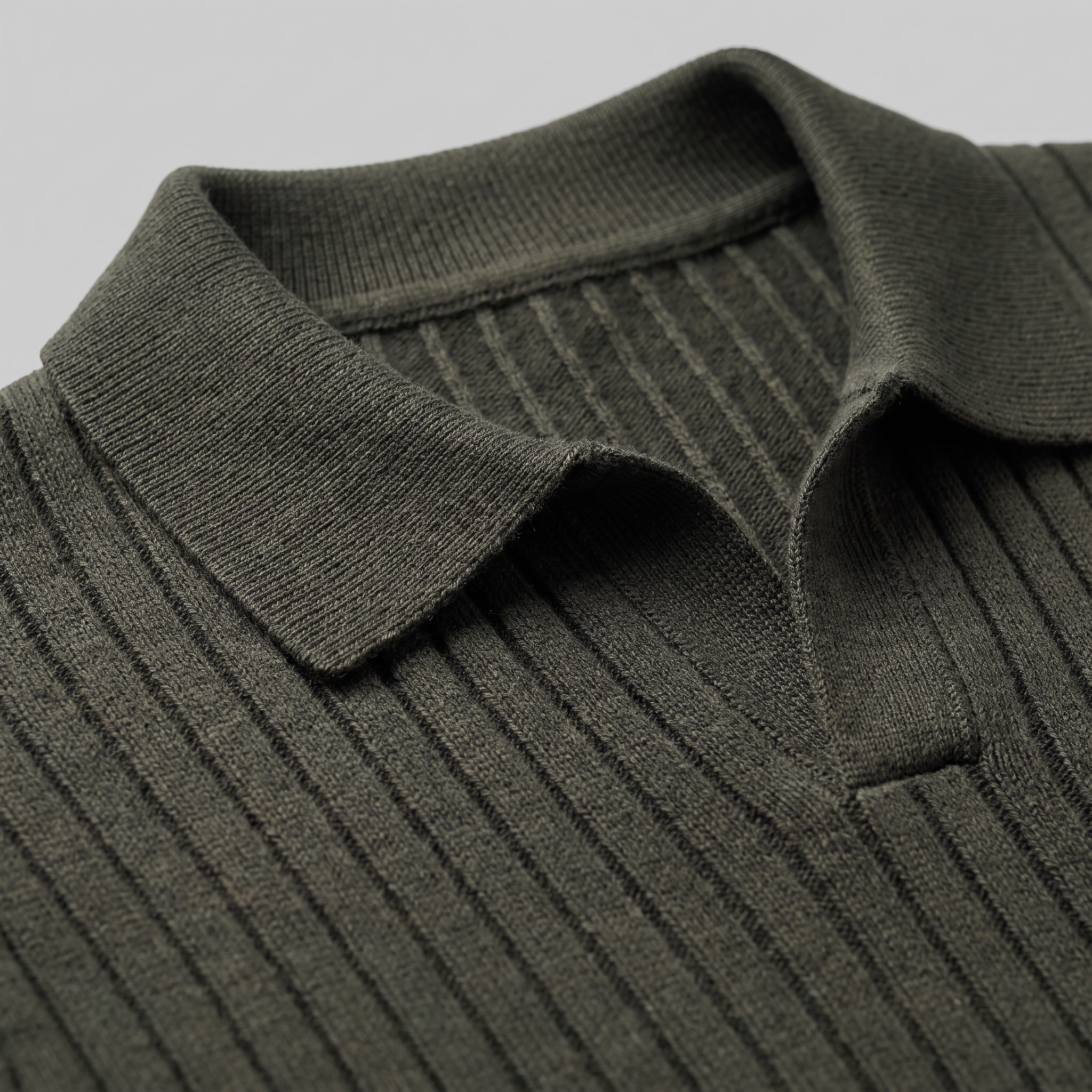 Men's Ribbed Knit Polo Sweater