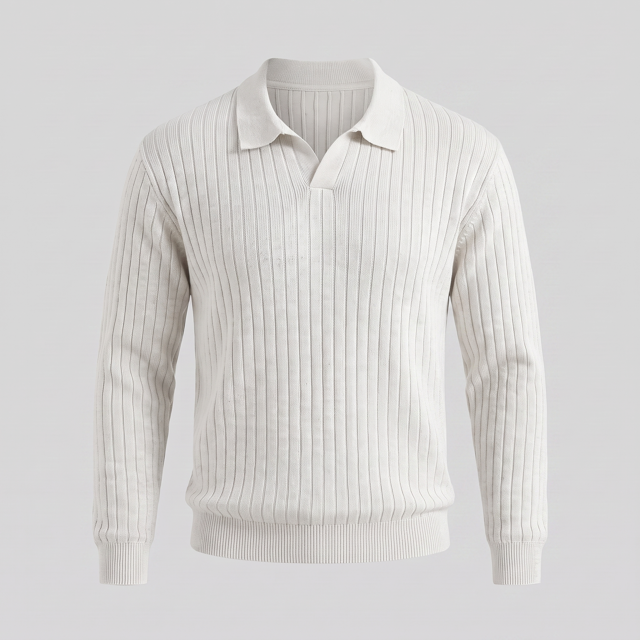 Men's Ribbed Knit Polo Sweater