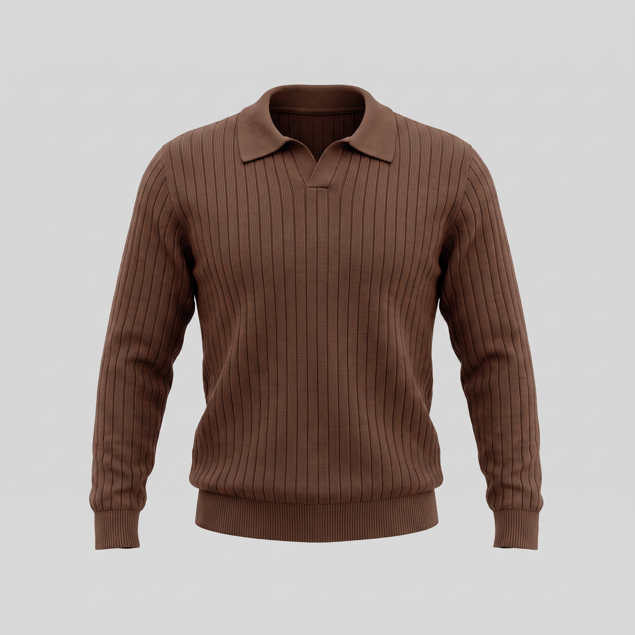 Men's Ribbed Knit Polo Sweater