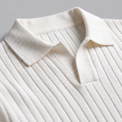 Men's Ribbed Knit Polo Sweater
