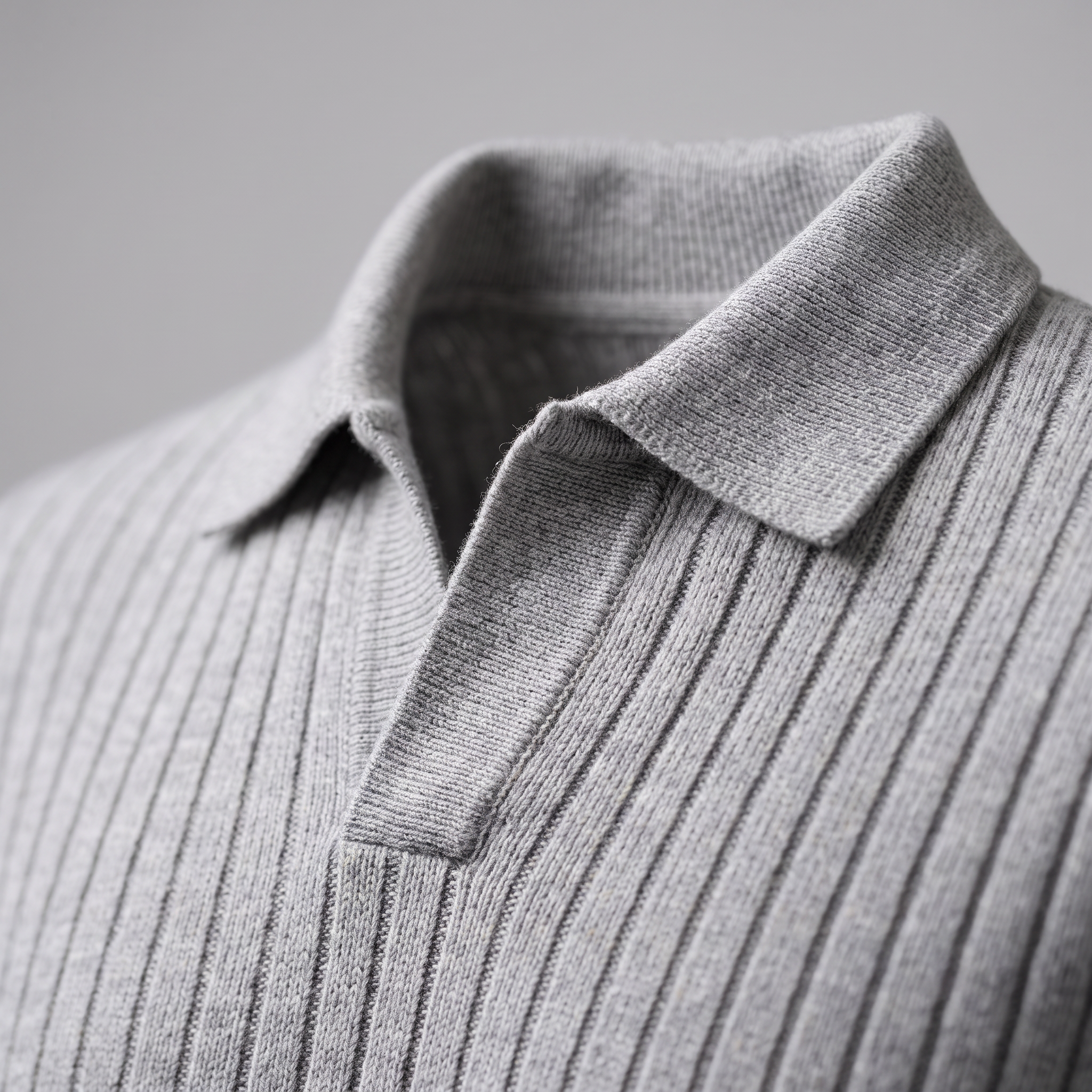 Men's Ribbed Knit Polo Sweater