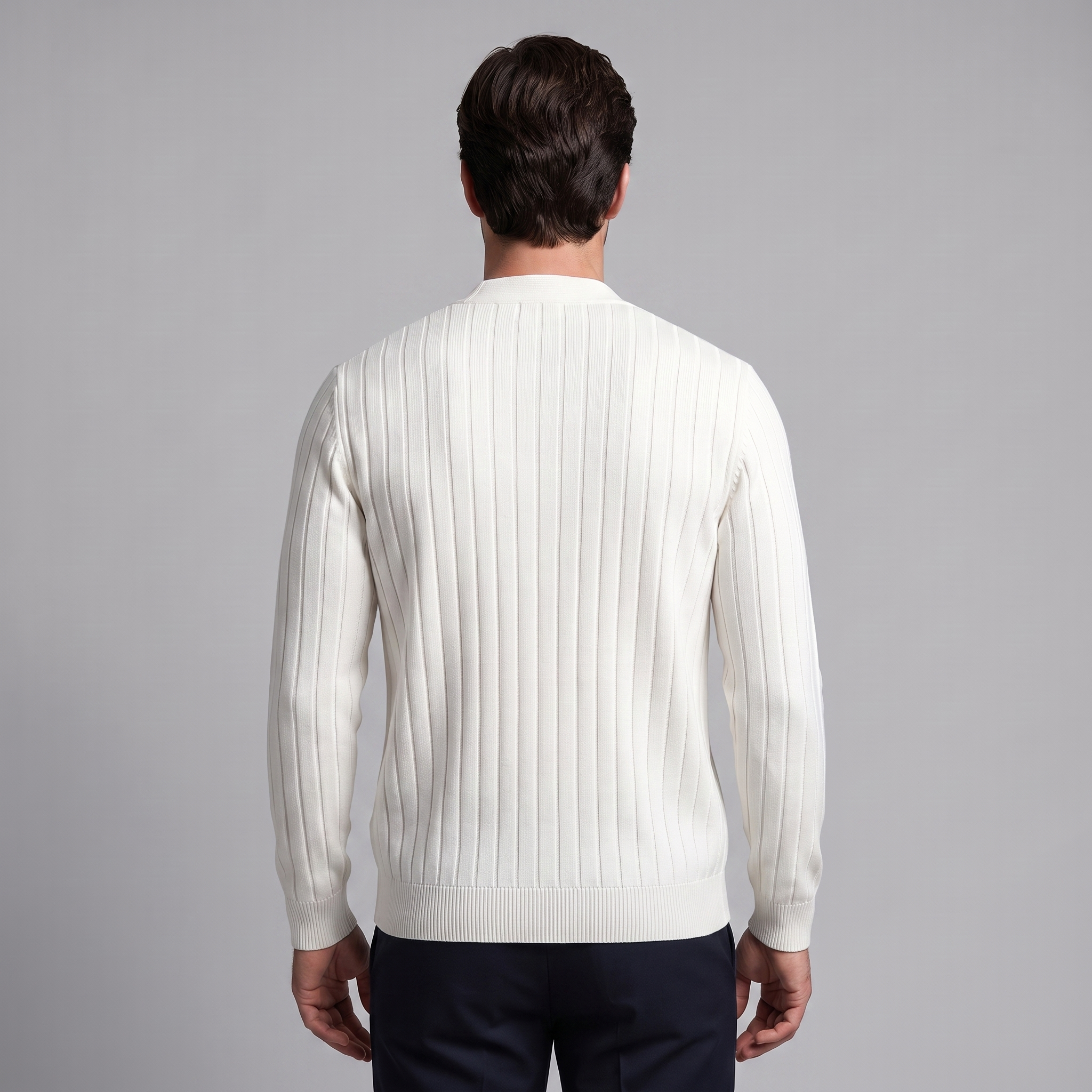 Men's Ribbed Knit V-Neck Cardigan