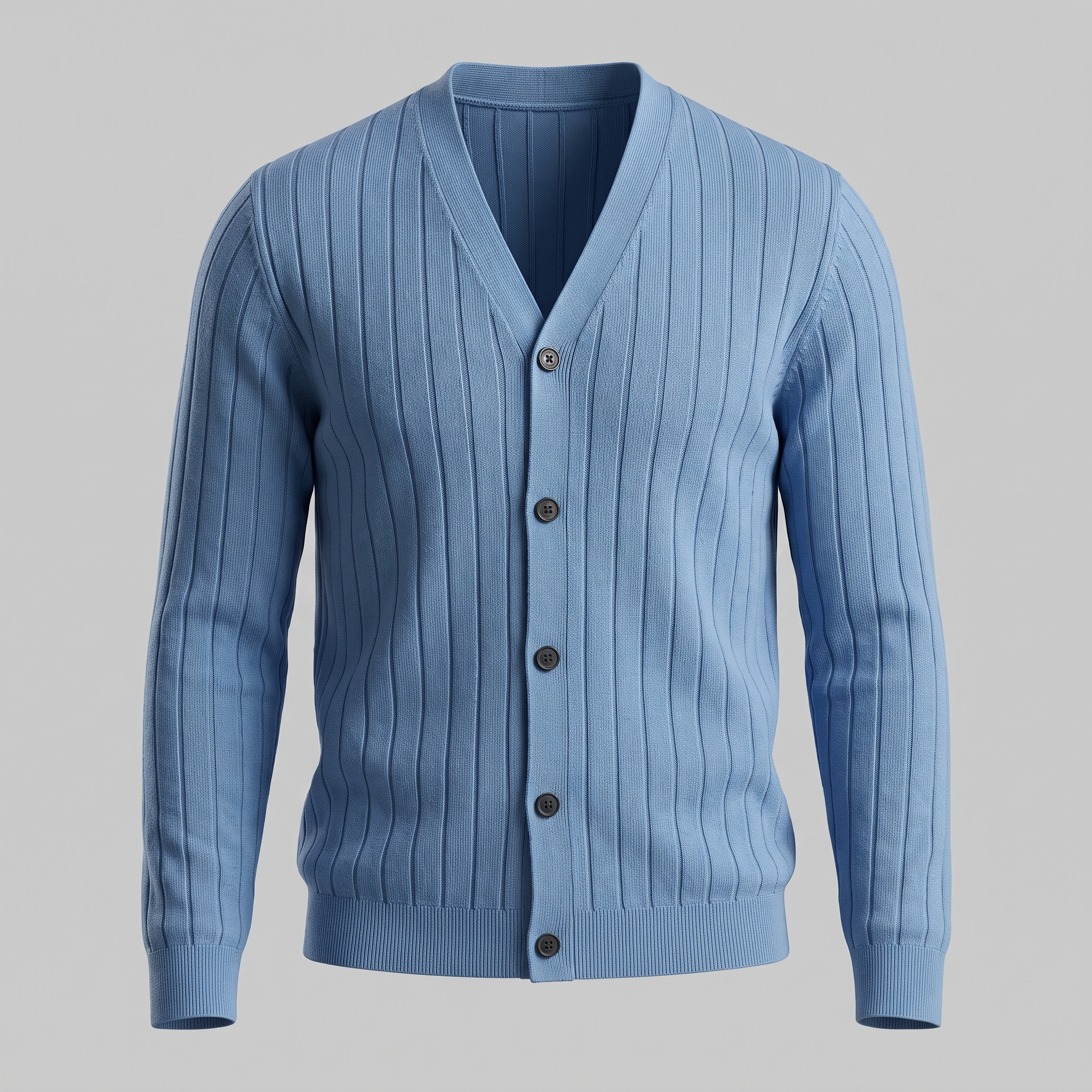 Men's Ribbed Knit V-Neck Cardigan