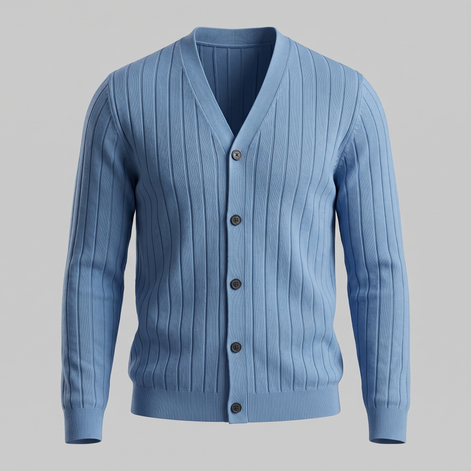 Men's Ribbed Knit V-Neck Cardigan