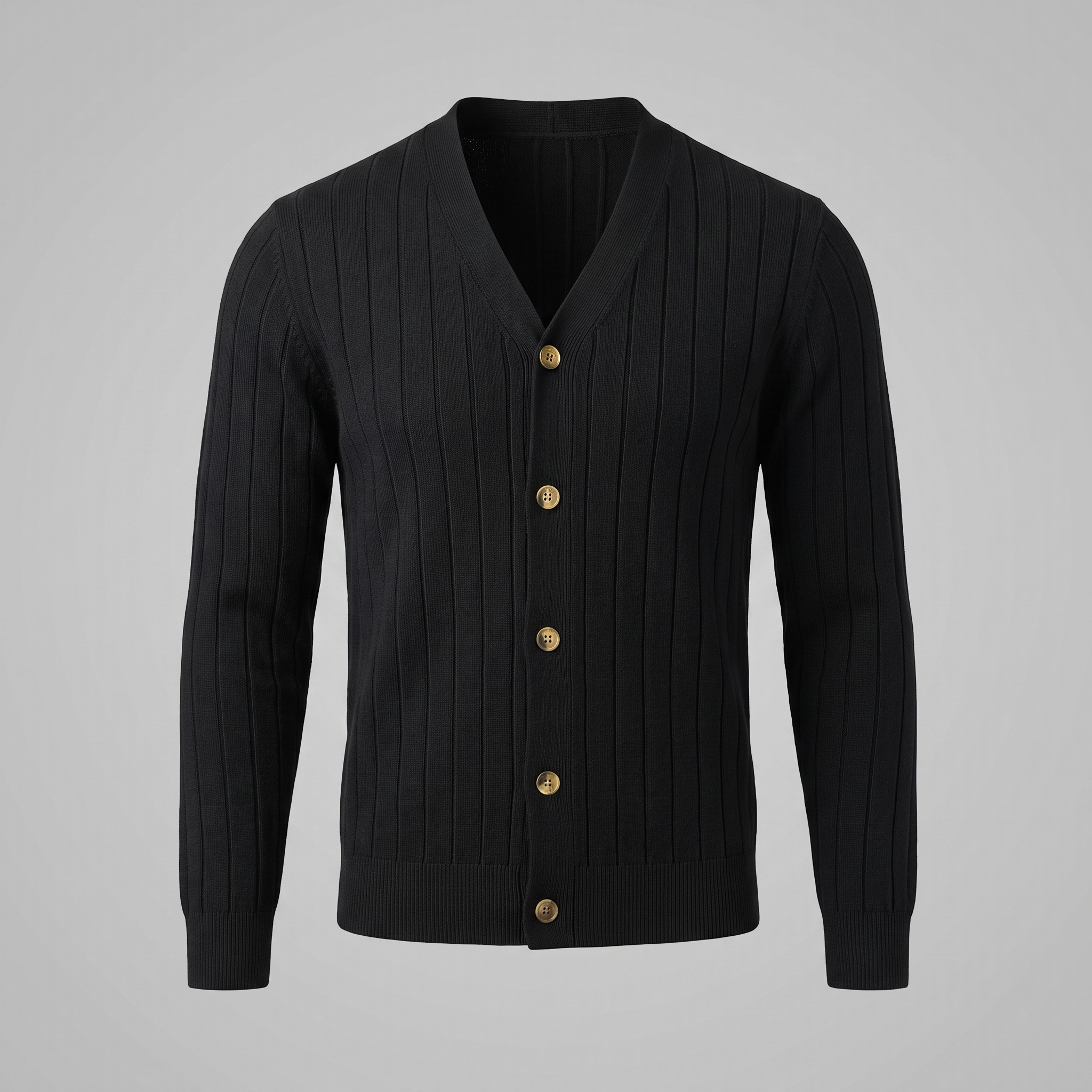 Men's Ribbed Knit V-Neck Cardigan