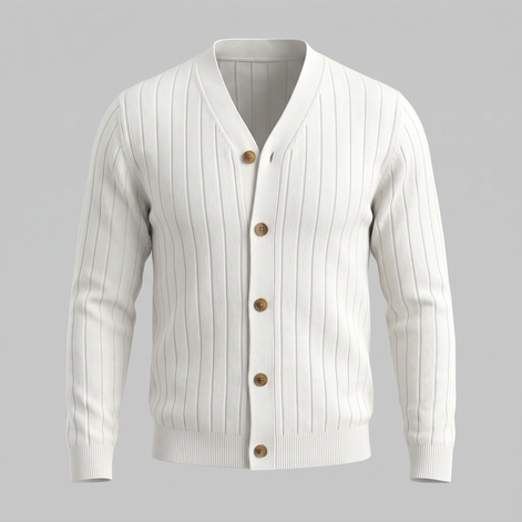 Men's Ribbed Knit V-Neck Cardigan