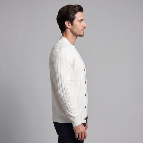 Men's Ribbed Knit V-Neck Cardigan