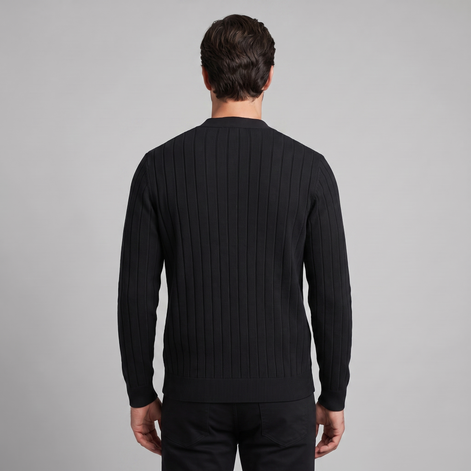 Men's Ribbed Knit V-Neck Cardigan