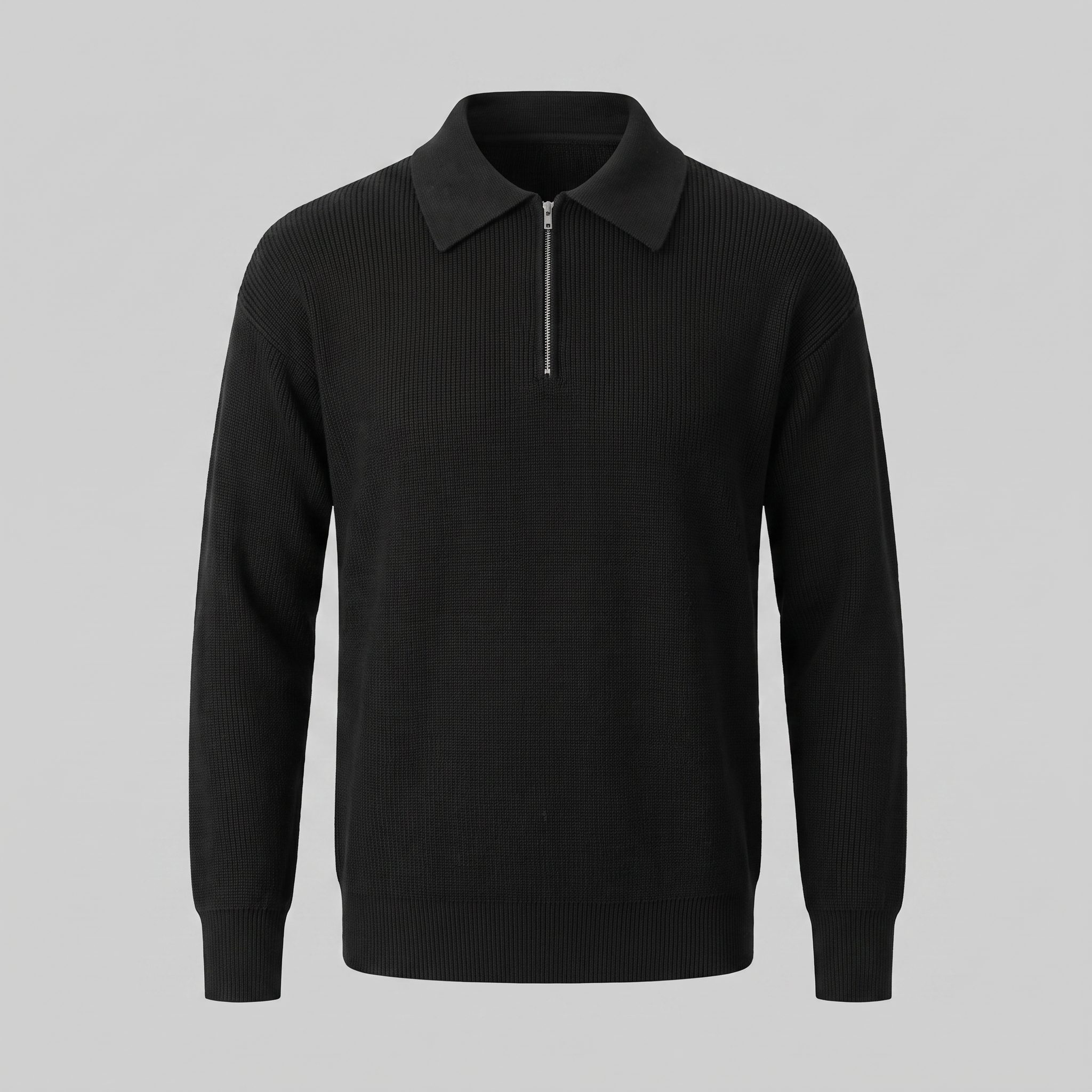 Men's Ribbed Quarter-Zip Polo Sweater