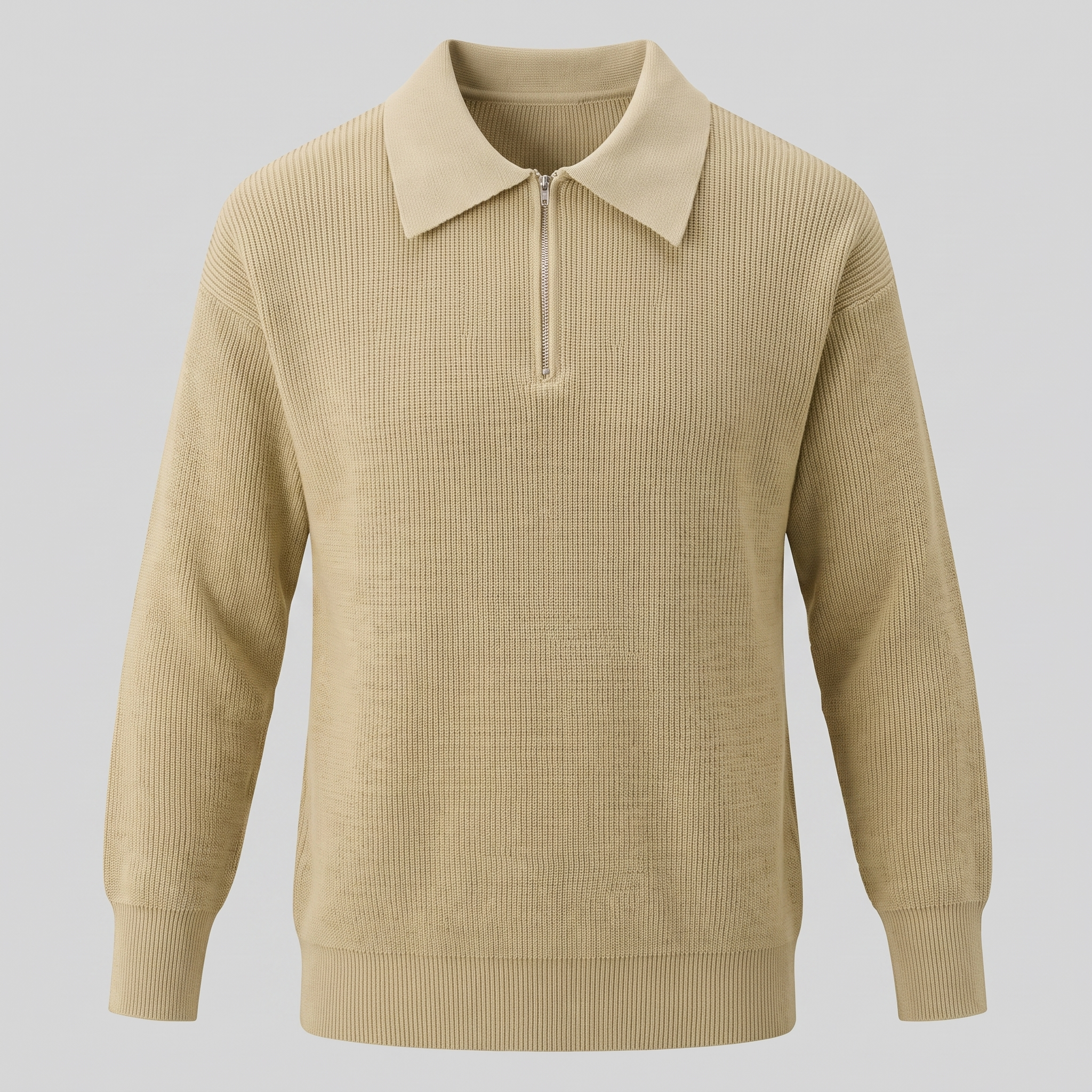 Men's Ribbed Quarter-Zip Polo Sweater