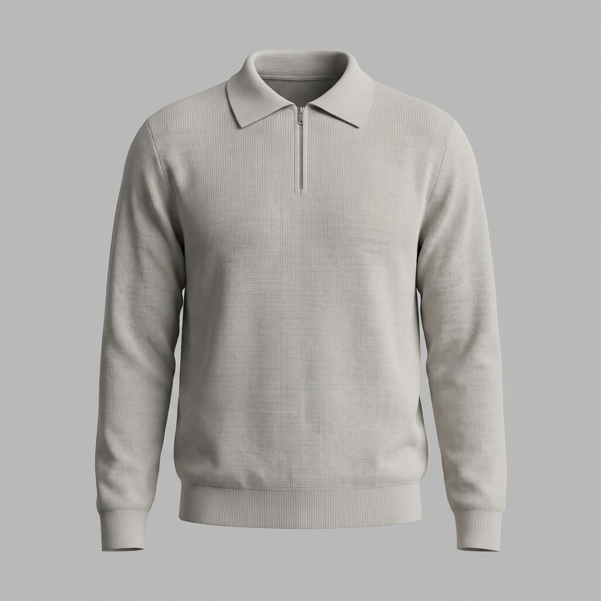 Men's Ribbed Quarter-Zip Polo Sweater