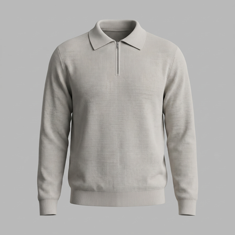 Men's Ribbed Quarter-Zip Polo Sweater