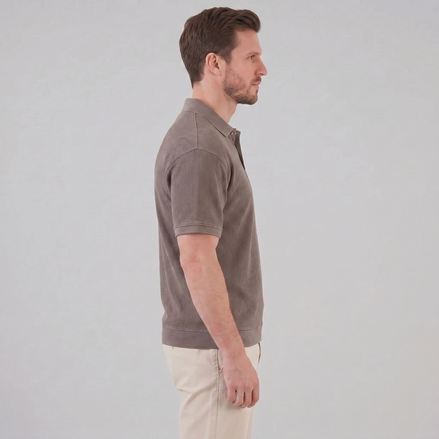 Men's Ribbed Short Sleeve Polo Shirt