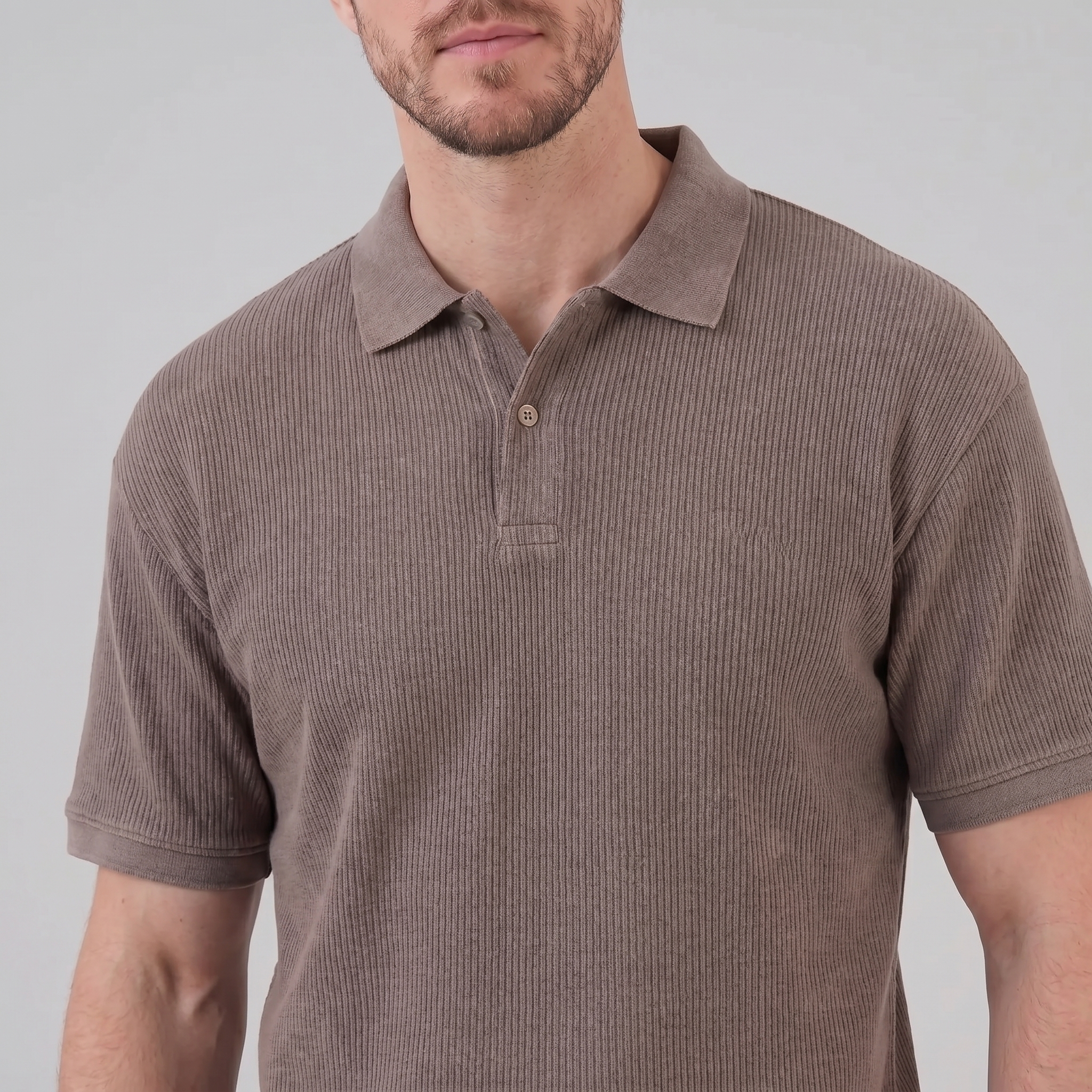 Men's Ribbed Short Sleeve Polo Shirt