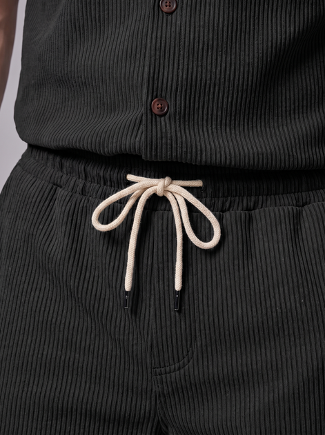 Men's Ribbed Stripe Shirt and Shorts Co-Ord Set