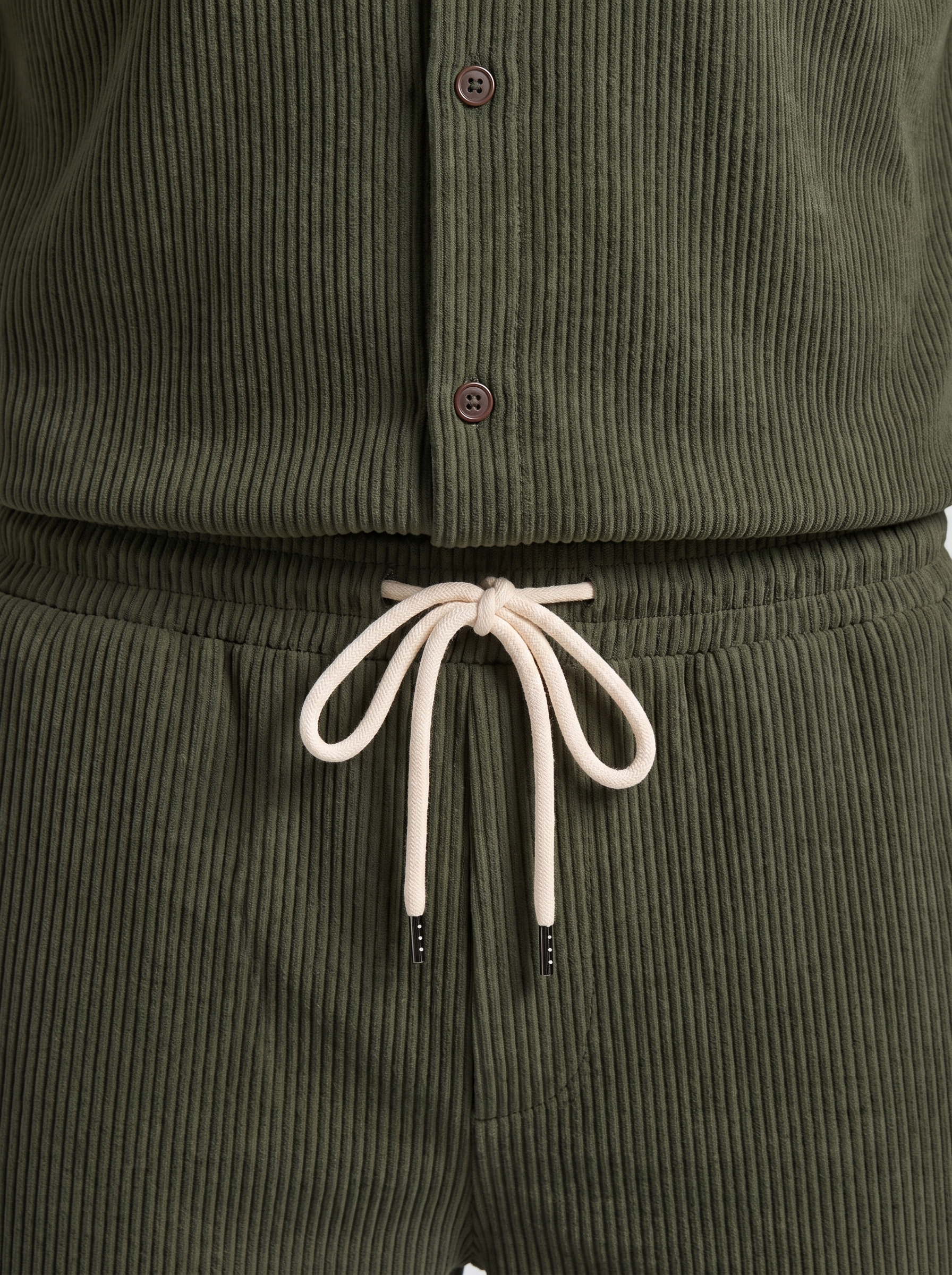 Men's Ribbed Stripe Shirt and Shorts Co-Ord Set