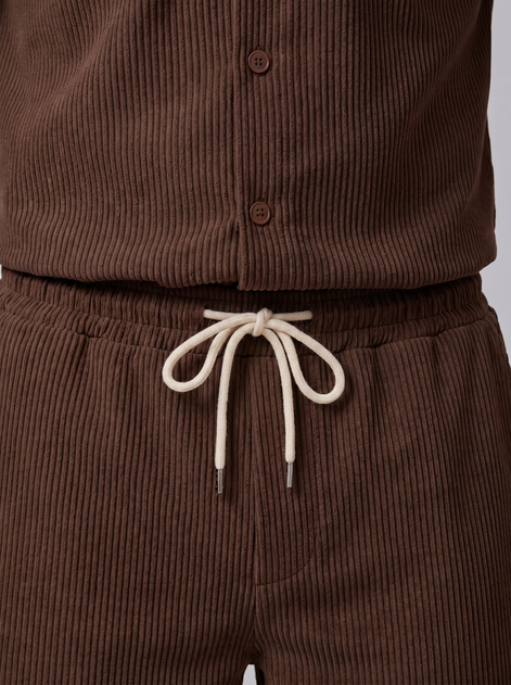 Men's Ribbed Stripe Shirt and Shorts Co-Ord Set