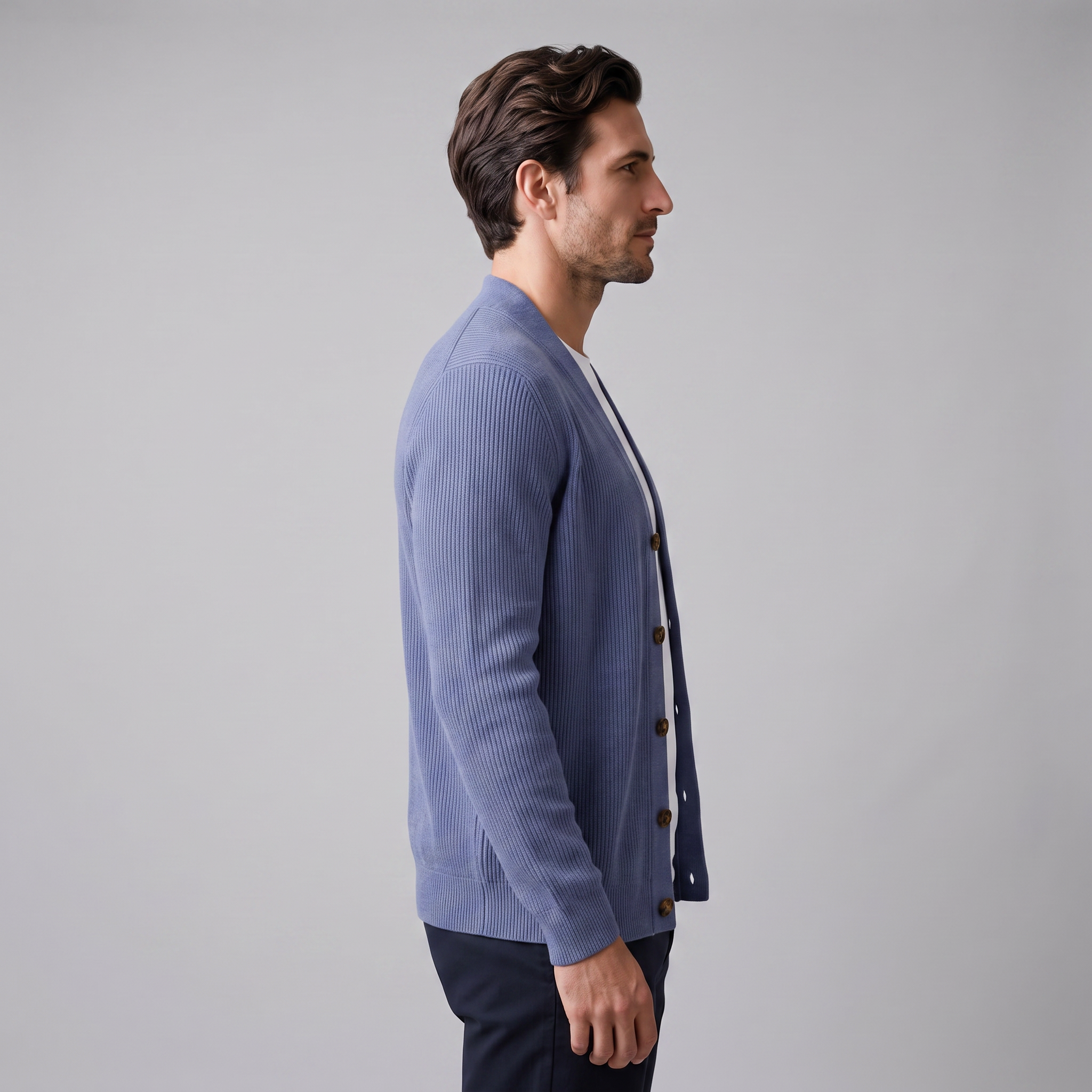 Men's Ribbed Wool Full-Zip Cardigan
