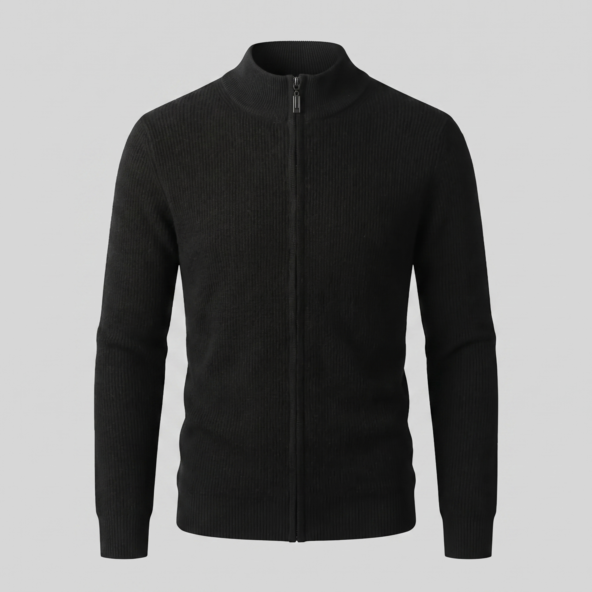 Men's Ribbed Wool Full-Zip Cardigan