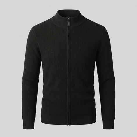Men's Ribbed Wool Full-Zip Cardigan