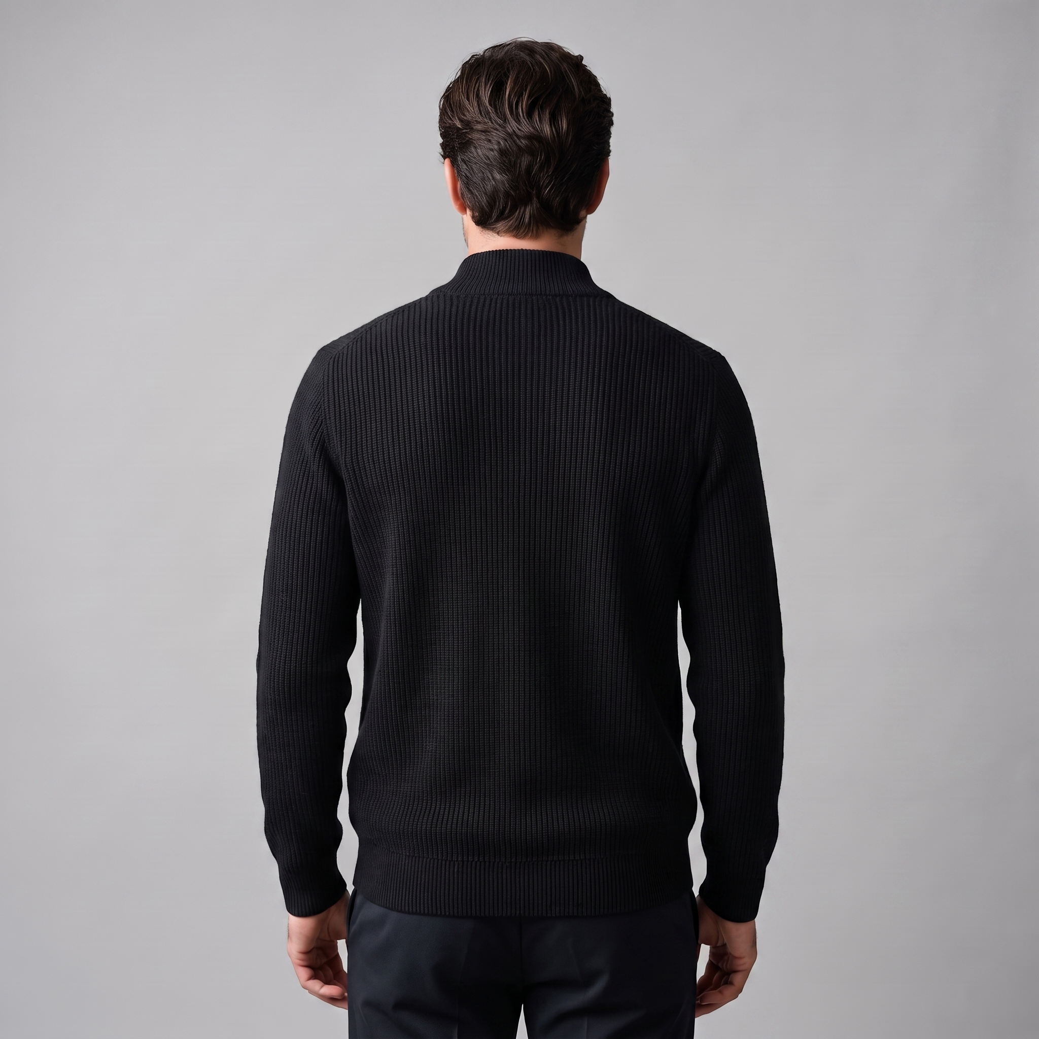 Men's Ribbed Wool Full-Zip Cardigan