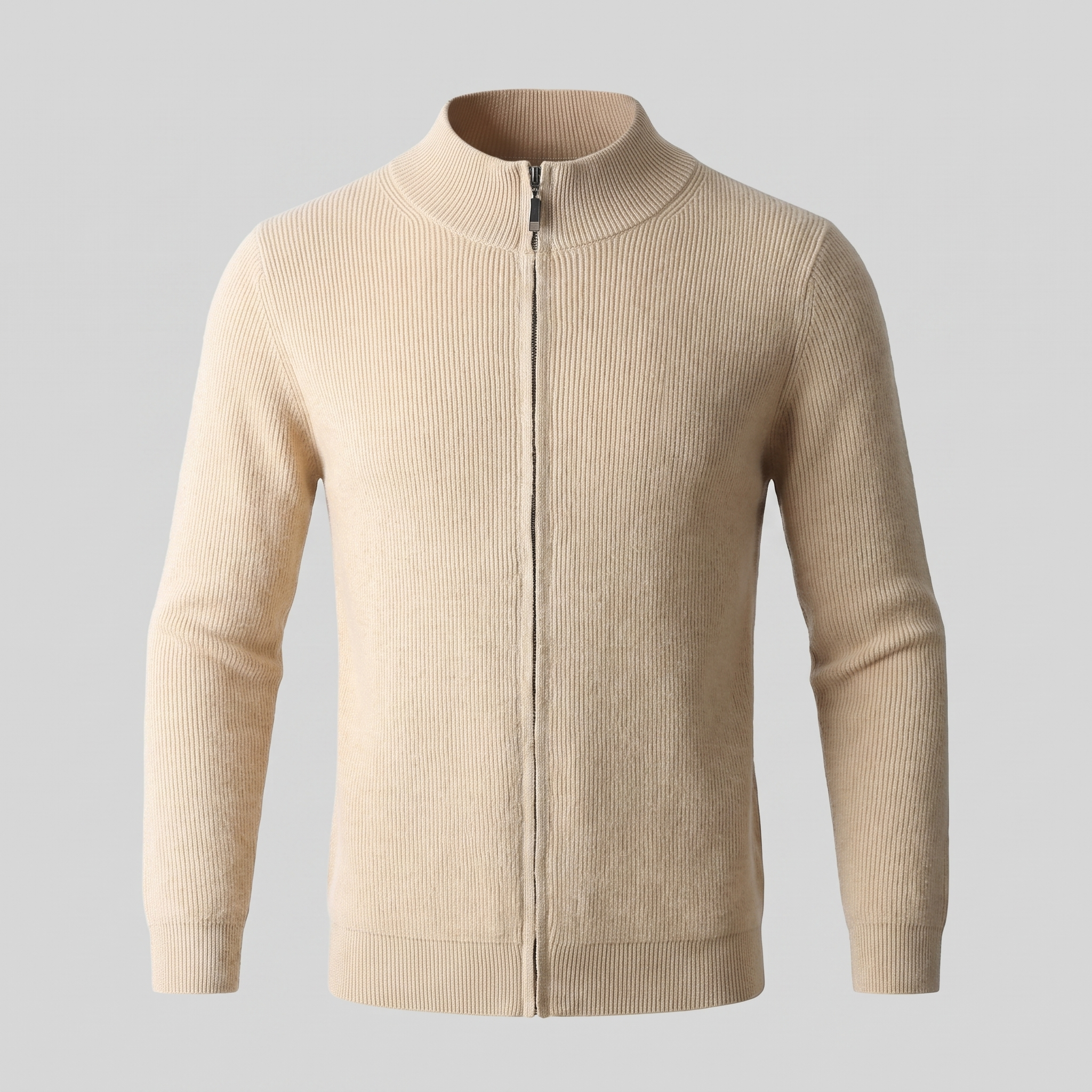 Men's Ribbed Wool Full-Zip Cardigan
