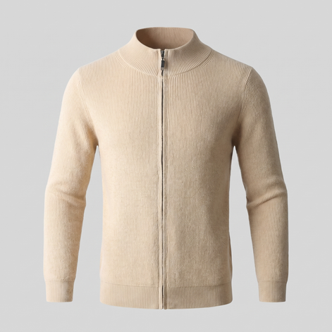 Men's Ribbed Wool Full-Zip Cardigan