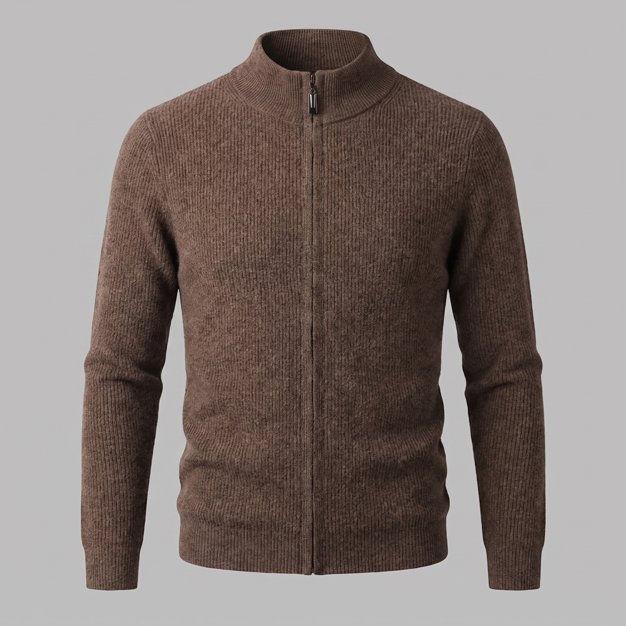 Men's Ribbed Wool Full-Zip Cardigan